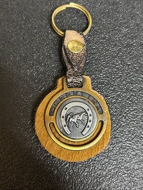 Vintage 421 Aldybe Argentina Round Leather Keychain with Brass Ring